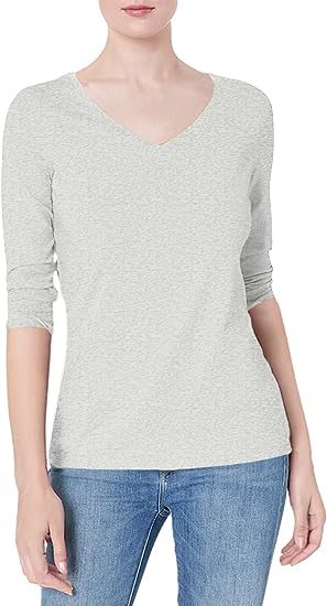 Photo 1 of Amazon Essentials Women's Classic-Fit 3/4 Sleeve V-Neck size 6x black and grey 