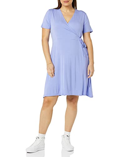 Photo 1 of Amazon Essentials Women's Cap-Sleeve Faux-Wrap Dress, Soft Violet, X-Large
