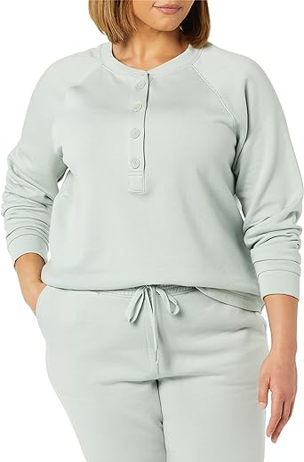 Photo 1 of Amazon Aware Women's Fleece Long-Sleeve Henley Sweatshirt (Available in Plus Size)
SIZE XS