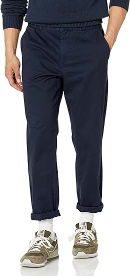 Photo 1 of Amazon Essentials Men's Tapered-Fit Cotton Elasticated Waist Chino Pant (Previously Amazon Aware), Navy, Large/30 Inseam
