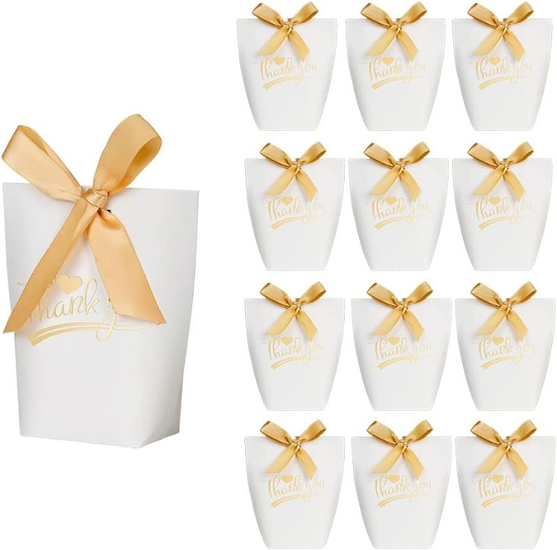 Photo 1 of 
Small Gift Bags,White Thank You Gift Bags with Ribbons,12pack Paper Gift Box Party Favor Treat Box Goody Bags Candy Cookie Bags for Christmas
