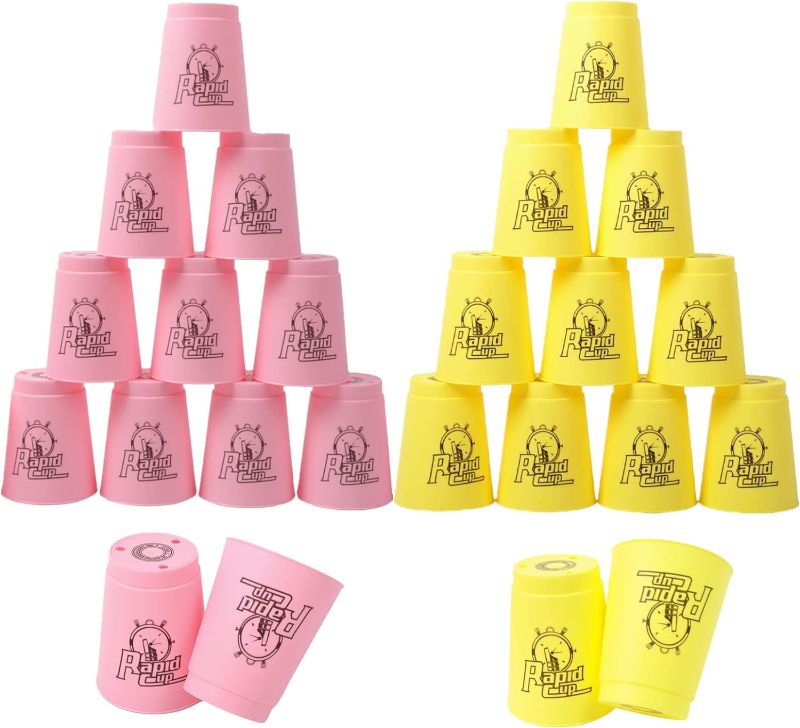 Photo 1 of 
Erlsig 24 Pack Sports Stacking Cups, Quick Stack Cups Set Speed Training Game for Travel Party Challenge Competition, Yellow+Pink