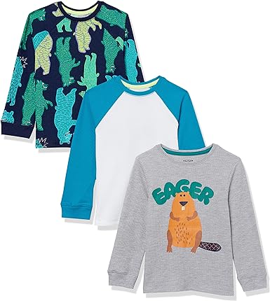 Photo 1 of Amazon Essentials Boys and Toddlers' Long-Sleeve Thermal T-Shirt Tops (Previously Spotted Zebra), Pack of 3 - Large 