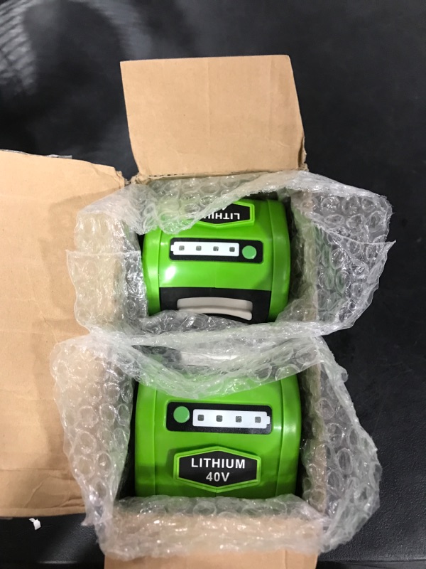 Photo 2 of 2 Pack 29472 6000mAh 40V Lithium Battery Replacement for GreenWorks 40V 29472 29462 2901319 24282 24252 21332 25322 20672 2101602 20312 24322 21362 26272 Batteries for Cordless Power Tools