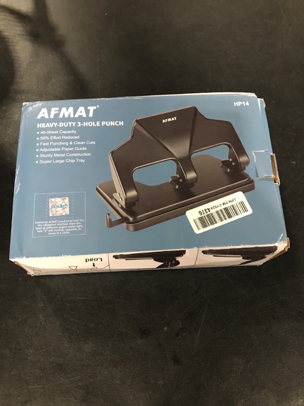 Photo 2 of 3 Hole Punch Heavy Duty, 40-Sheet Three Hole Punch, AFMAT Heavy Duty Hole Puncher 3 Ring, Large 3 Hole Adjustable Paper Punch, 50% Reduced Effort 3-Hole Punch, Metal Paper Puncher w/Large Chip Tray Black