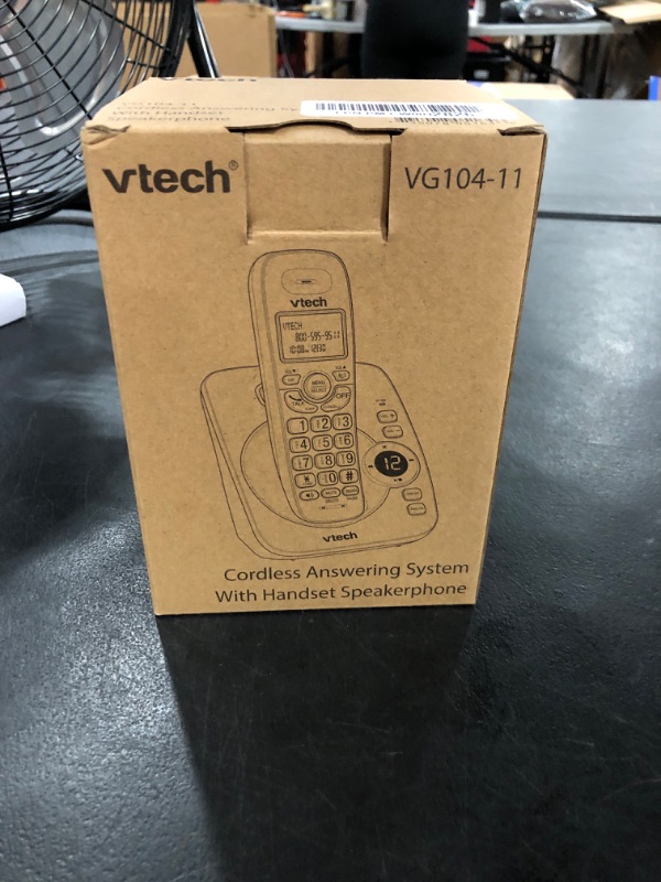 Photo 2 of VTech VG104-11 DECT 6.0 Cordless Phone for Home with Answering Machine, Blue-White Backlit Display, Backlit Buttons, Full Duplex Speakerphone, Caller ID/Call Waiting, Reliable 1000 ft Range (Black) Caller ID + Answering Machine Black