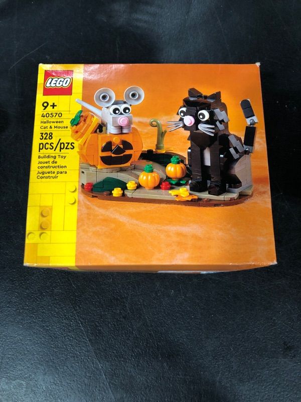 Photo 2 of LEGO Halloween Cat & Mouse 40570 Building Kit, Whimsical Halloween Décor with Adorable Cat, Mouse, and Pumpkin Toys