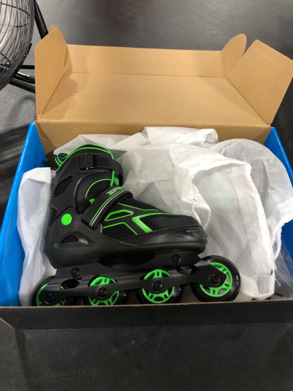 Photo 2 of 2PM SPORTS Torinx Green Black kids Boys Beginner Adjustable Inline Skates,Fun Roller Skates for Girls,Roller Blades for Men and Ladies - Green Medium(1Y-4Y US)
