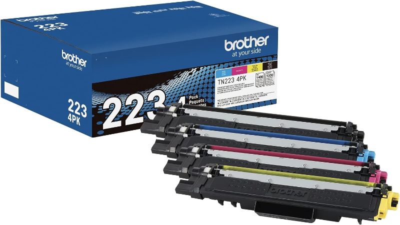 Photo 1 of Brother Genuine Standard-Yield Toner Cartridge Four Pack TN223 4PK - Includes one Cartridge Each of Black, Cyan, Magenta & Yellow Toner, Standard Yield, Model: TN2234PK
