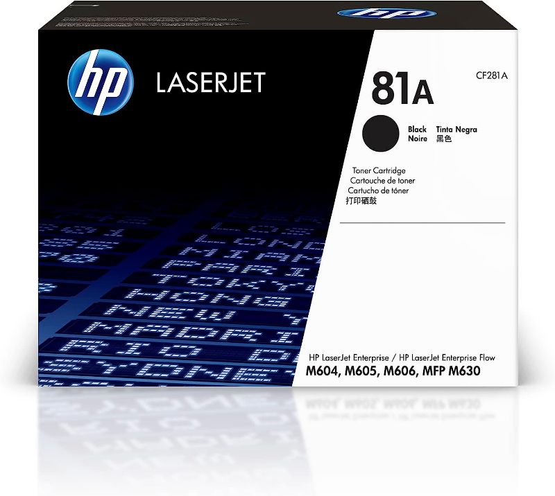 Photo 1 of HP 81A Black Toner Cartridge | Works with HP LaserJet Enterprise M604, M605, M606 Series; HP LaserJet Enterprise MFP M630 Series | CF281A
