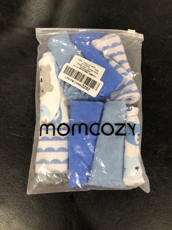 Photo 2 of Baby Washcloths, Momcozy Ultra Soft Absorbent Towel, 8pcs Newborn Bath Face Towel, Natural Reusable Baby Wipes for Sensitive Skin, Baby Registry as Shower, 10"x10" (Blue)