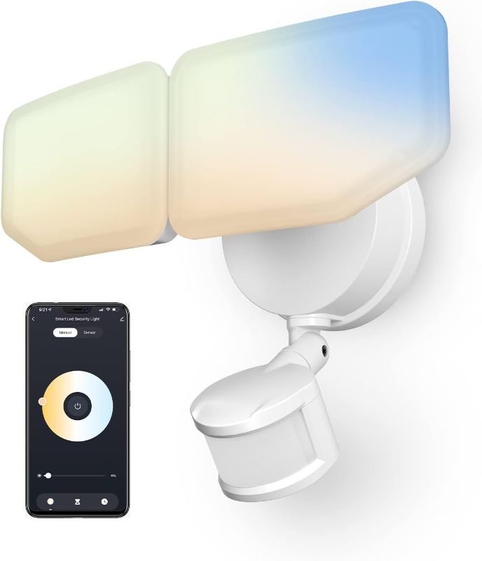 Photo 1 of Amico Smart LED Motion Sensor Outdoor Lights, 40W 2 Head Flood Lights Outdoor with Alexa/Google Home, 4000 LM Security Lights, 2700-6500K, IP65 Waterproof, App Controlled WiFi Lights for Garage, Yard

