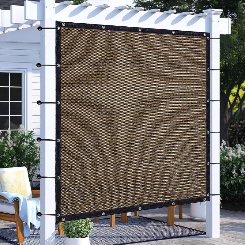 Photo 1 of Amagenix Sun Shade Cloth Privacy Screen with Grommets, Pergola Replacement Shade Cover Canopy for Outdoor Patio Garden,8' x 10', Mocha, (Including 12 Bungee Balls, 30 Cable Zip Ties) 