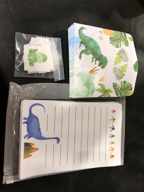 Photo 1 of Perkoop 150 Watercolor Dinosaur Stationery Set 50 Pcs Double Sided Letter Writing Paper 50 Pcs Cute Jurassic Envelopes Greeting Cards 50 Pcs Kawaii Dinosaur Stickers 