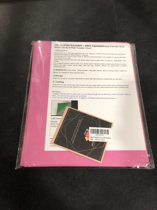 Photo 2 of JANDJPACKAGING Pink HTV Heat Transfer Vinyl - 35Pack 12" x 10" Pink Iron on Vinyl for T-Shirt, Pink HTV Vinyl for Cricut, Silhouette Cameo or Heat Press Machine