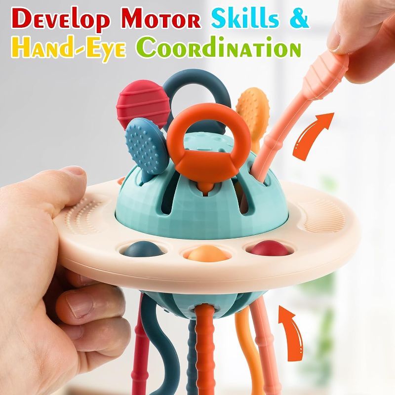 Photo 1 of Baby Montessori Toys for 6-12 12-18 Months, Food Grade Silicone Pull String Toys Travel Toys Sensory Toys