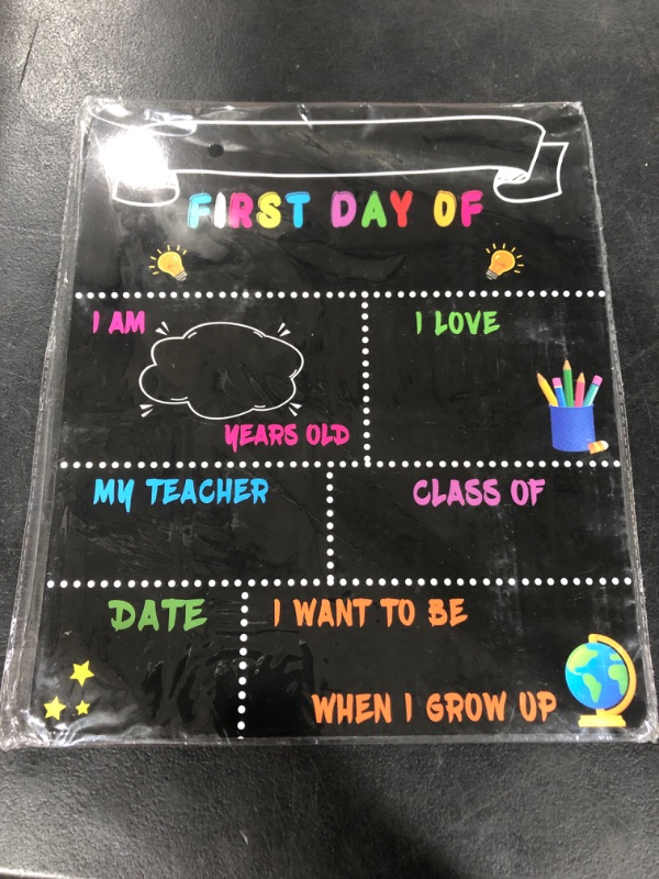 Photo 1 of 14 Pack First Day and Last Day of School Board Signs- Include 5 Markers - 12" x 10" Back to School Chalkboard Sign for Kids, Double Sided First 1st Day Photo Prop Sign for Preschool/Kindergarten 