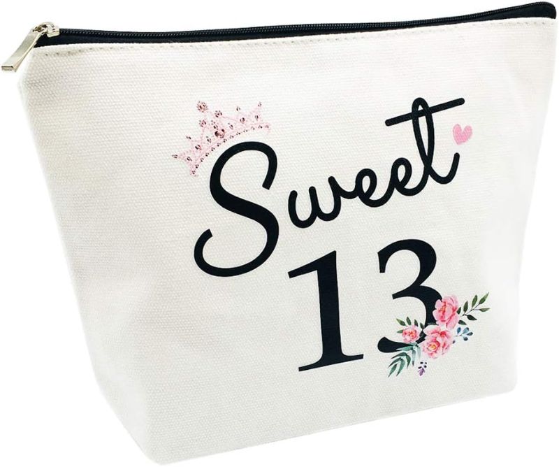 Photo 1 of Charmoly Sweet 13 Gifts for Girls Sweet Thirteen Gifts for Teen Girls Cute Makeup Bag Celebrate Turning Thirteen 