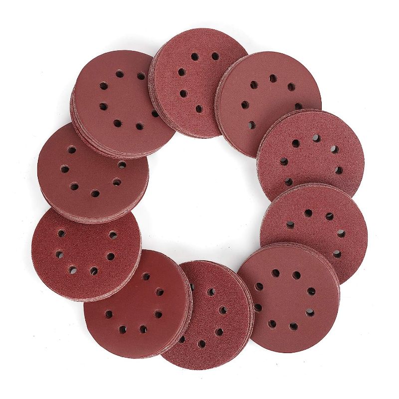 Photo 1 of 120Pcs Orbital Sander Pads,5 Inch Sanding Discs Hook and Loop 80 Grit,8 Hole Orbital Sanding Discs Sandpaper for Woodworking, Orbital Sander,Replacement Pad