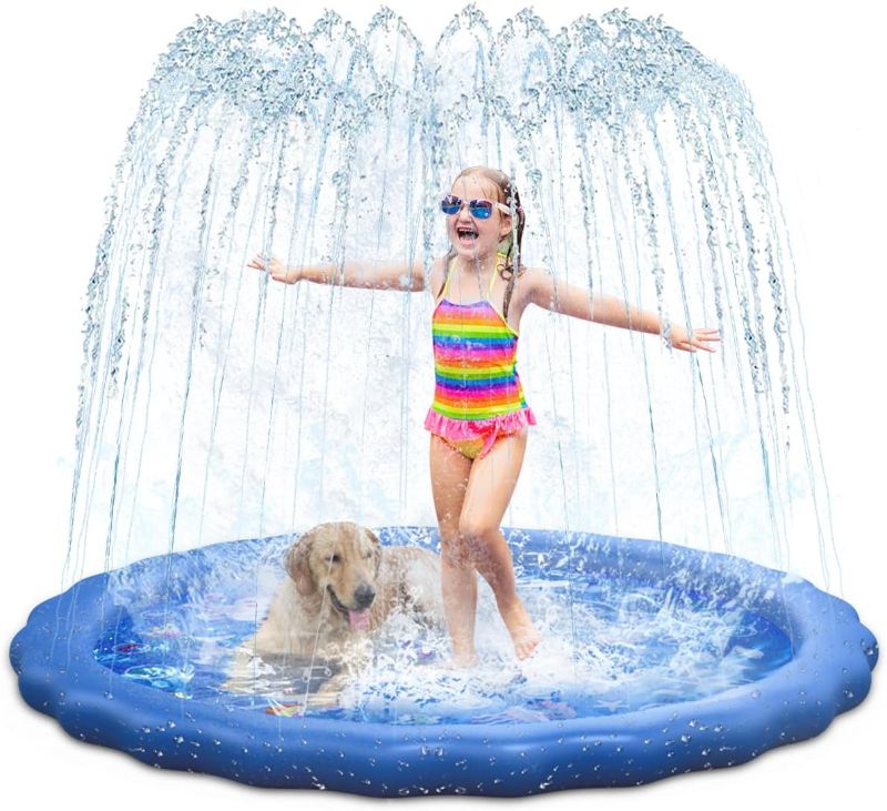 Photo 1 of Drtopey Splash Pad for Kids and Dog, Thicken Sprinkler Pool Summer Outdoor Water Sprinkler Pad for Toddlers & Baby 1-3 