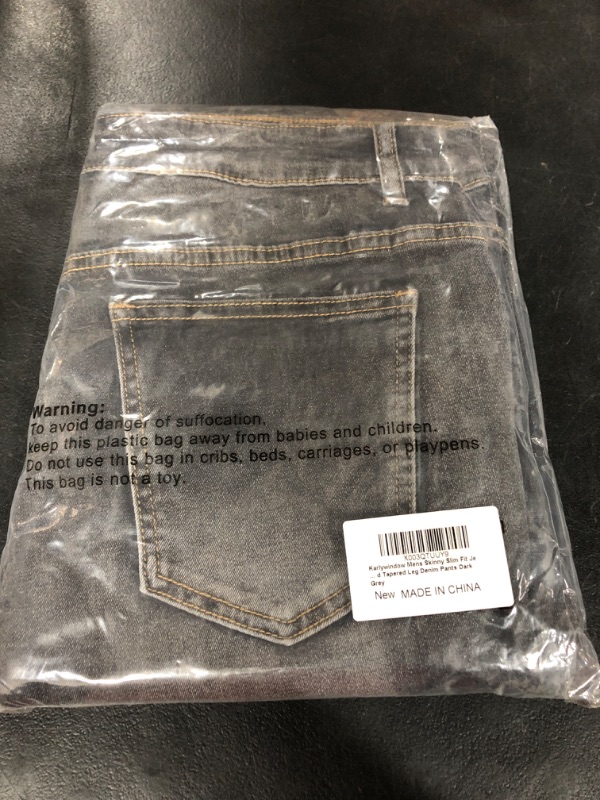 Photo 2 of Karlywindow Mens Skinny Slim Fit Jeans Stretch Ripped Tapered Leg Denim Pants Size 32