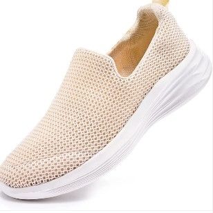 Photo 1 of ZZS Womens Walking Shoes Breathable Mesh Loafers Lightweight Slip-on Sneakers Non Slip Casual Shoes, Beige Size 6