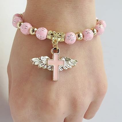 Photo 1 of 12 Pcs Angel Wing Cross Bracelet Favor for Girl - Baptism Favor/Christening Favor/Bautizo Recuerdos