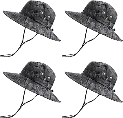 Photo 1 of 4 Packs Men Boonie Hat Camo Bucket Hat Wide Brim Fishing Hat Foldable Boonie Caps Adjustable Military Sun Hat for Summer Outdoor Fishing Hiking Garden Beaches Safari Travel 