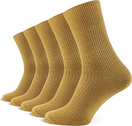 Photo 1 of Aniler 5 Pairs Women's Cotton Crew Socks Moisture Control Soft Comfort Breathable Dress Socks 