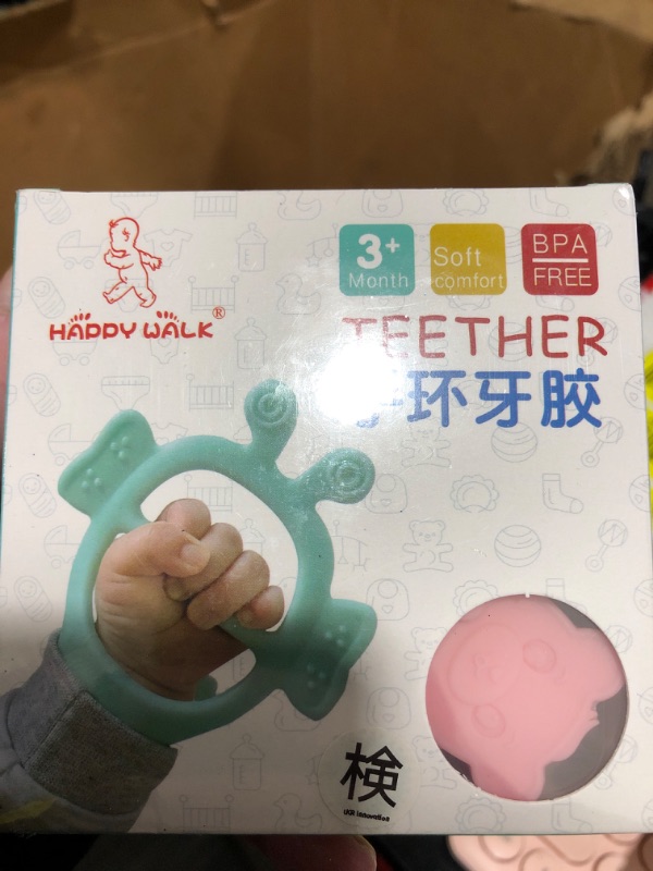 Photo 1 of Adjustable Baby Wrist Teethers for Babies Never Drop Silicone Baby Teething Toys for 0 6 12 Months Infants Toddlers Baby Chew Toys for Sucking Needs (Bear-Pink+Brown+Blue)