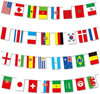 Photo 1 of 2022 World Cup Flags String Flag, 32 Countries Flag Bunting, 32.8 ft/10 m Bunting Banners Decor for Grand Opening