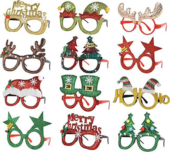 Photo 1 of ZENZAL 12 PCS Holiday Glasses,Cute Christmas Glasses Frames ,Flexibility to Great Fun and Festive for Annual Holiday and Seasons Themes, Christmas Party,Christmas Dinner ,Photos Booth 