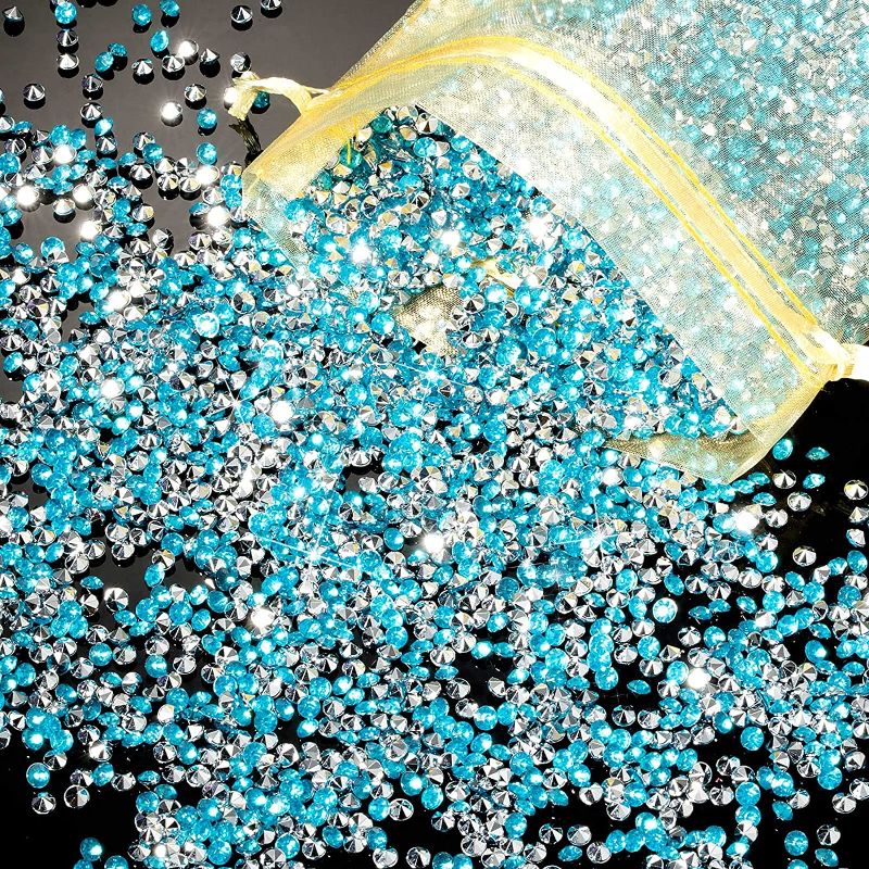 Photo 1 of 10000 Pieces Bling Bling Acrylic Rhinestones Wedding Table Scatter Confetti Crystals Gems 4 mm Acrylic Diamond Micro Rhinestones for Vase Filler Christmas Birthday Wedding Party (Blue, Silver) 