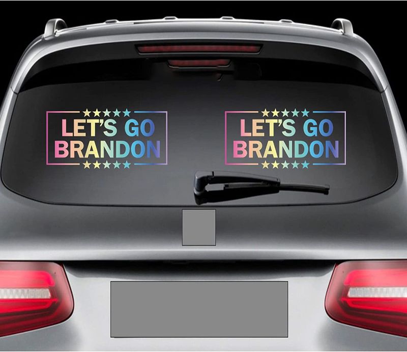 Photo 1 of 2 PCS Let's Go Brandon Car Sticker! FJB Car Bumper Sticker, Auto Decal Vinyl Sticker for Truck / Wall / Laptop, 7" x 3.25" Wide, Waterproof and Non-Fading - Holographic