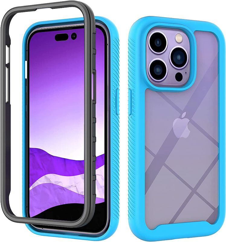 Photo 1 of for iPhone 14 Pro Case [12FT Military Dropproof Shockproof] [Transparent Back] Case for iPhone 14 Pro 6.1 inch Halnziye (Turquoise) 