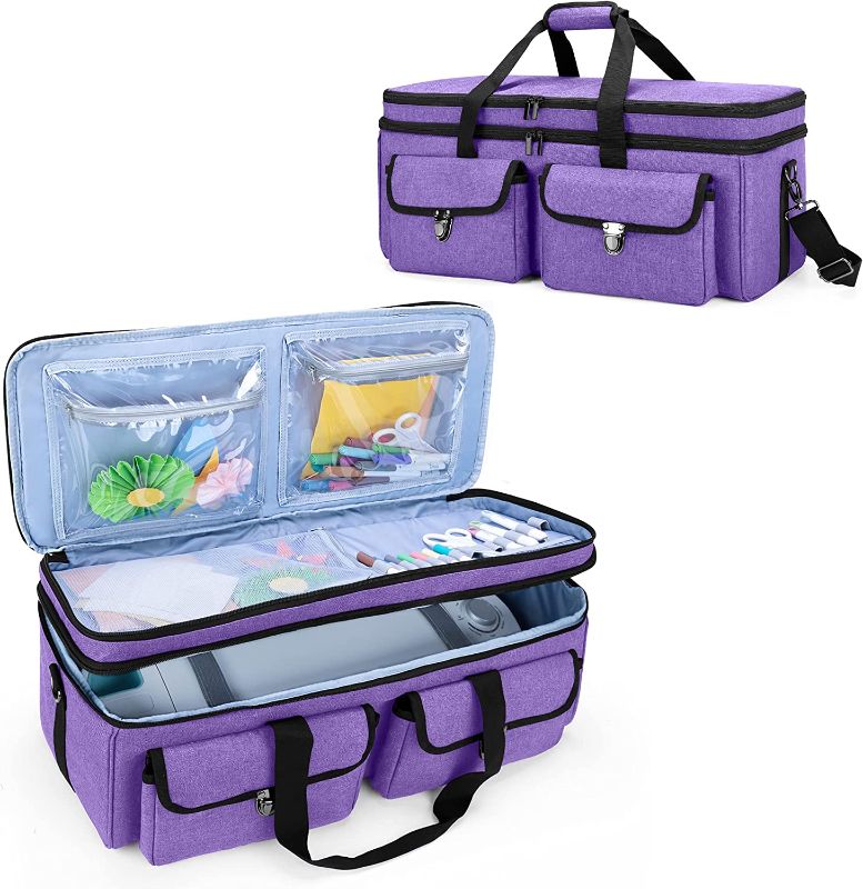 Photo 1 of  Double-Layer Carrying Bag Compatible with Cricut Maker, Cricut Explore Air (Air 2), Silhouette Cameo 4, Travel Storage Case for Die-Cut Machine and Craft Accessories, Purple (Patent Pending)
