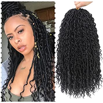 Photo 1 of 3 Packs Faux Locs Crochet Hair, 18 Inch Goddess Locs Crochet Hair, Hippie Locs Synthetic Braids, Boho Style Crochet Braids (18 Inch, 2Packs, 1B)
