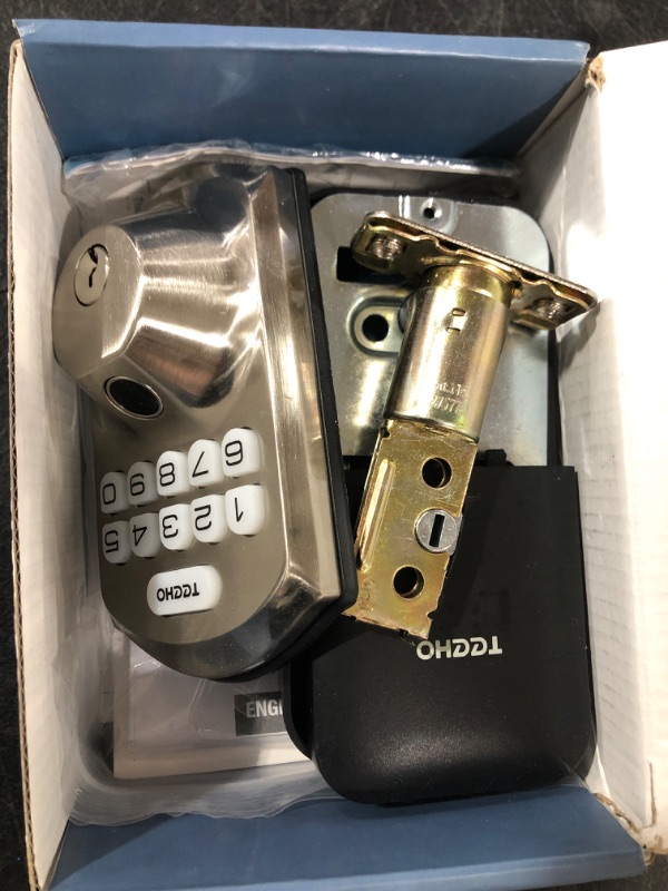 Photo 2 of Fingerprint Door Lock - TEEHO TE002 Keyless Entry Door Lock with Keypad - Electronic Deadbolt Keyed Entry - Front Door Lock Sets - Combination Door Lock - Easy Installation - Satin Nickel