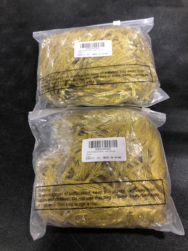 Photo 1 of 1000 Pieces Christmas Tied Ribbons Christmas Ornament Hangers Ropes Christmas Tree Decoration Ornament Loops for Christmas Tree Holiday Party Hanging Decoration Strings (Gold) 2PKS