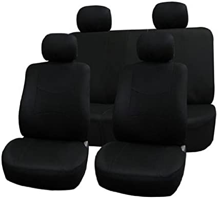 Photo 1 of  Full Set Black Cloth - Universal Fit Automotive Seat Covers, Low Back Front Seat Covers, Solid Back Seat Cover, Washable Car Seat Cover 