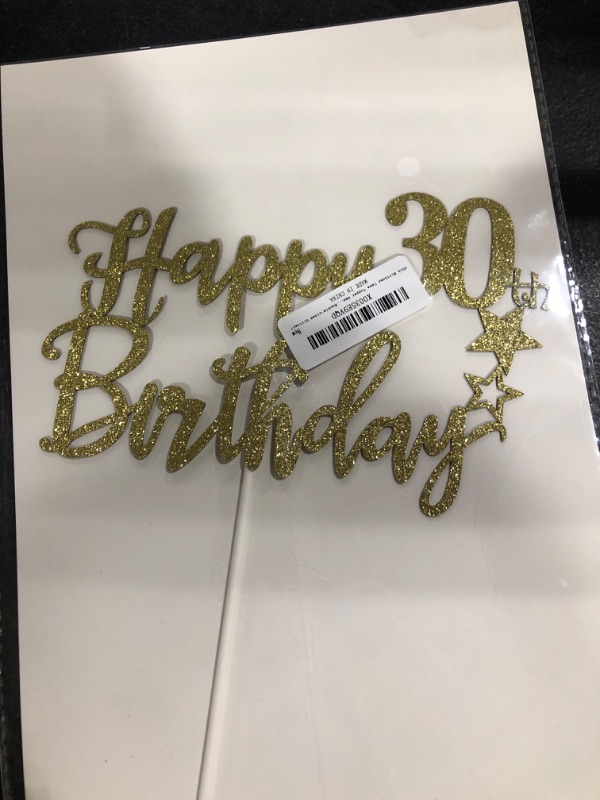 Photo 2 of 30th Birthday Cake Topper Happy 30th Birthday Cake Topper Gold Glitter- 30th Birthday Decorations for Women, Cake Topper 30th Birthday,Happy 30th Birthday Decorations ,30th Birthday Cake Decorations?Double-sided Glitter?