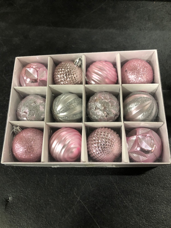 Photo 1 of 2.36‘’ Christmas Balls Ornaments - 12 Pieces - Christmas Tree Decorations - Pink