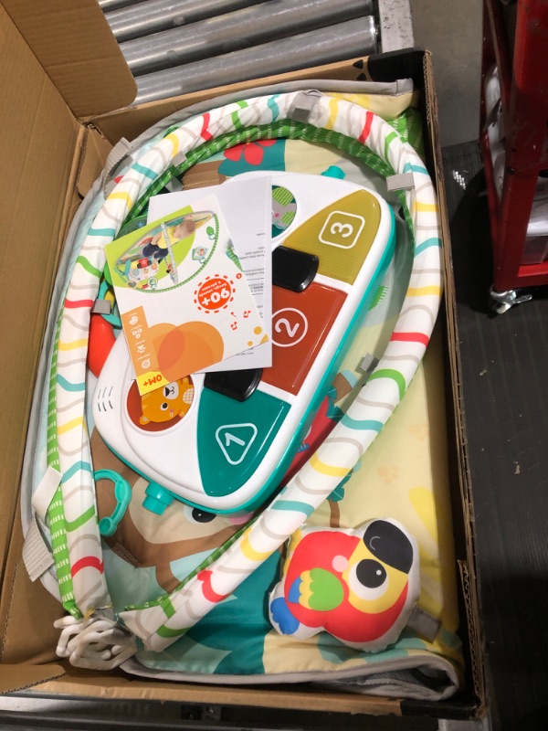 Photo 2 of Bright Starts 4-in-1 Groovin’ Kicks Piano Gym, Tummy Time Play Mat & Activity Baby Toys, Green - Tropical Safari, Newborn to Toddler
