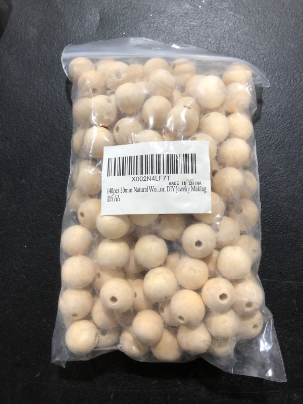 Photo 2 of 140pcs 20mm Natural Wood Beads - Unfinished Loose Wood Beads Crafts, Suitable for Home and Holiday Decor, DIY Jewelry Making