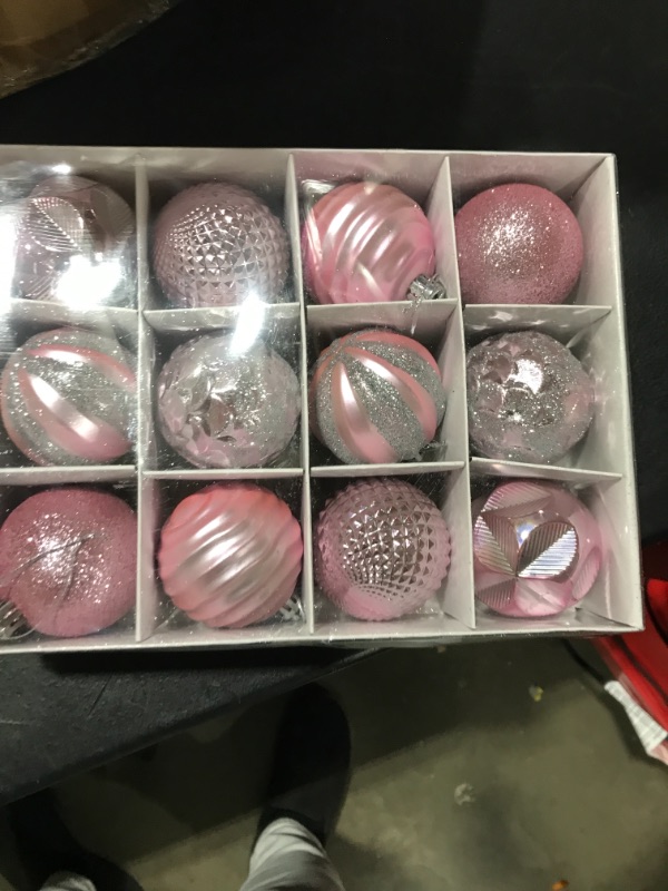 Photo 2 of 2.36‘’ Christmas Balls Ornaments - 12 Pieces - Christmas Tree Decorations - Pink