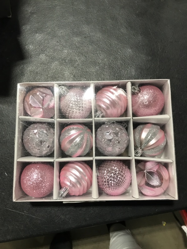 Photo 2 of 2.36‘’ Christmas Balls Ornaments - 12 Pieces - Christmas Tree Decorations - Pink