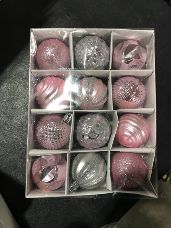 Photo 2 of 2.36‘’ Christmas Balls Ornaments - 12 Pieces - Christmas Tree Decorations - Pink