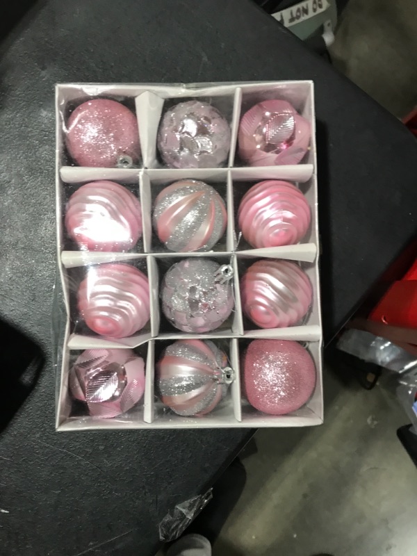 Photo 2 of 2.36‘’ Christmas Balls Ornaments - 12 Pieces - Christmas Tree Decorations - Pink