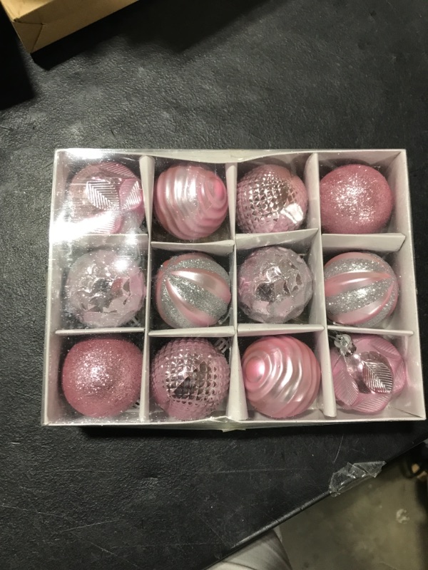 Photo 2 of 2.36‘’ Christmas Balls Ornaments - 12 Pieces - Christmas Tree Decorations - Pink