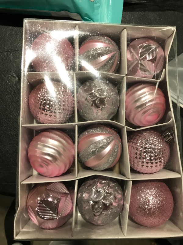 Photo 2 of 2.36‘’ Christmas Balls Ornaments - 12 Pieces - Christmas Tree Decorations - Pink